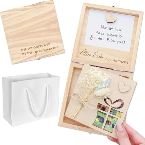 Geldgeschenke, Hochzeitsgeschenkboxen, Trockenblumendekorationen, Geschenkverpackung für Geldgeschenke, Geschenkboxen aus Holz, Kreative Geschenke, Hochzeitsgeschenke für Frischvermählte