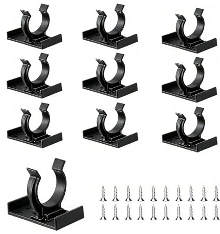 Xiedeai Lot de 10 clips de plinthe avec 20 vis pour plinthe de 26 à 30 mm - Kit de fixation universel pour cache-plinthes de cuisine et pieds de meubles - Montage facile - Noir