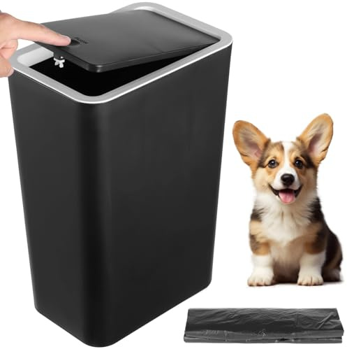Texvora 3.2 Gal Dog Waste Bin With Lid And 50 Bags, Slim Trash Can, For Indoor/Outdoor Use, Rectangular Pet Waste Container For Garden/Living Room