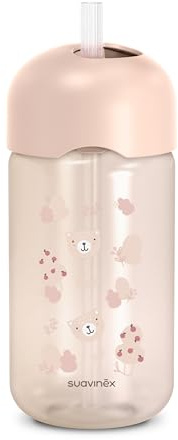 Suavinex Bicchiere Evolutivo con Cannuccia +18 Mesi, 340 ml, Rosa