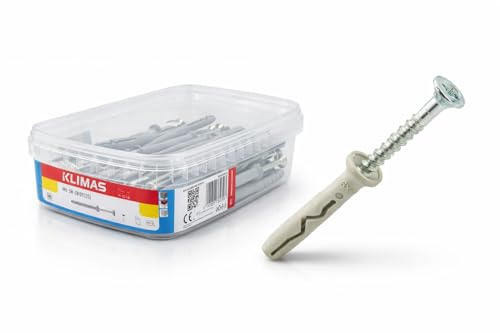 Klimas Nageldübel 8x100 mm – Schlagdübel für Durchsteckmontage, Schnellmontagedübel für Beton, Ziegel & Kalksandstein, ideal für Sockelleisten & Holz, 25 Stück