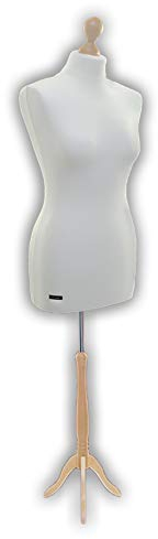 LUCCESI Schneiderpuppe | Größen S - XL (Female ♀) | Torso Size: L (40-42) | Wechselbezug Creme-Weiss | Standfuss Buche | Damen - Schaufensterpuppe