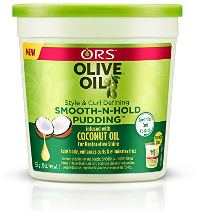 ORS Olive Oil Style & Curl Defining Smooth & Hold Pudding | Infused with Coconut Oil & Olive Oil | Enhances Curls, Restorative Shine, Long-Lasting Hold | 368g/13oz
