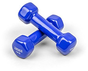 trenas - 2er Set Kurzhanteln je 1 kg, Rutschfestes Hexagon Hantelset aus Gusseisen, Gymnastikhanteln für Frauen & Männer, Fitness & Krafttraining Zuhause & Studio, Blau