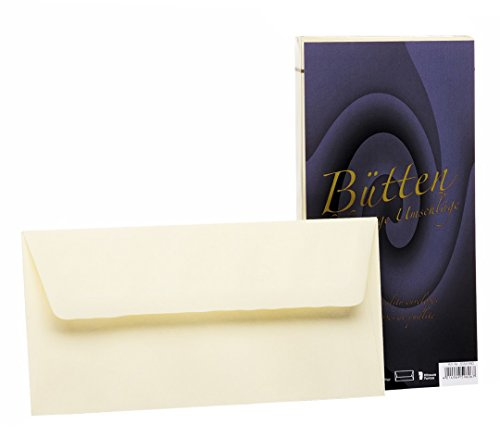 Rössler - Bütten Kuvert DIN lang 25 Stück Ivory | Briefumschläge ohne Fenster DIN lang für Briefpapier, Einladungen, Glückwunsch- und Hochzeitskarten