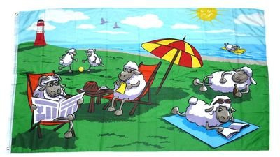 Flagge/Fahne Schafe Strand Leuchtturm 90 x 150 cm