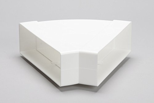 NaplesUK 204mm x 60mm Rectangular Flat Channel Ducting 45º Horizontal Bend - White Plastic
