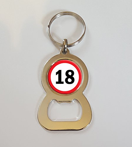 18 Road Sign Metal Bottle Opener Keyring Ideal 18th Birthday Gift N399