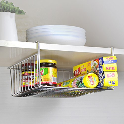 Almacenaje bajo balda Estante de Cocina Cesta de Almacenamiento Multifuncional Cocina de Acero Inoxidable Estante de Almacenamiento Gancho en el Estante Cocina Almacenamiento y organización