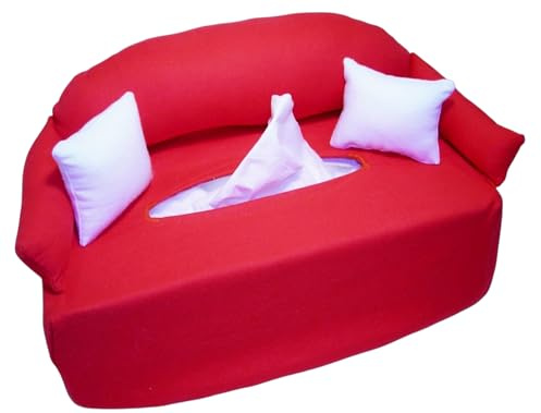 Rotes Taschentuchsofa – Bezug für Kosmetiktuchbox – handgemacht
