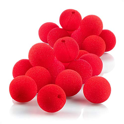 COM-FOUR® 24x clownnäsa gjord av skum - prydnadstillbehör för karneval, prydnadskläder, barnfödelsedagsfester, kampanjer, kampanjer - dummy näsa - skumapplicering Ø 5 cm (röd 24)