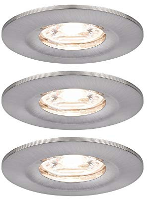 Paulmann 94301 Nova Mini LED Einbauleuchte Coin 3er Set rund starr 3x4W Deckeneinbaustrahler Eisen gebürstet Einbaulampe Aluminium Warmweiß 2700K
