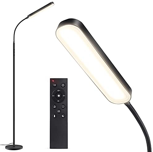 OUTON Lampada da Terra LED Dimmerabile, 12 W/1200 LM, Moderna Lampada da Lettura Regolabile con 4 Temperature di Colore, Telecomando e Controllo Touch, illuminazione per Soggiorno, Camera da letto