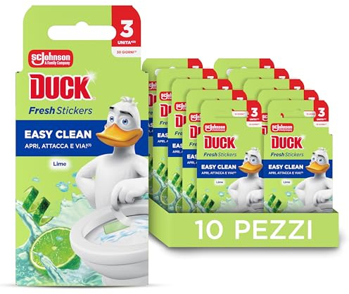 Duck Fresh Stickers, Strisce Adesive Gel Igienizzanti WC, Pine, 30 Strisce | Pulizia Facile ad Ogni Risciacquo, Formato Scorta da 10 Confezioni