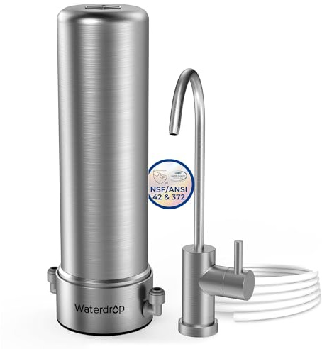 Waterdrop AS13 Wasserfilter unter der Spüle, kein Bohren erforderlich, Wasserfiltersystem unter der Spüle, reduziert PFAS, PFOA/PFOS, 6-stufiges Edelstahl-Wasserfiltersystem unter der Spüle | Reduziert PFAS, PFOA/PFOS, Chlor, schlechten Geschmack und Geruch, NSF/ANSI 42 zertifiziert, 6-stufiger Edelstahl