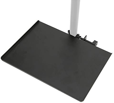Microphone Stand Clamp-On Utility Shelf, Metal Sound Card Tray 5.51x7.87inch, Adjustable Angle Clamp-On Laptop Notebook Rack Tray Holder for Live Streaming, Music Studio, Stage