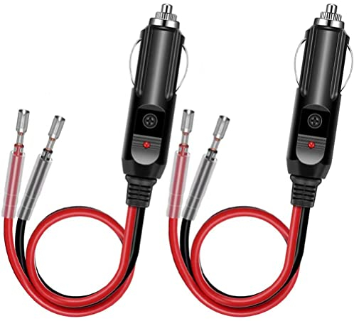 Allume Cigares Fiche, 12V - 24V Adaptateur Allume-Cigare avec Câble, Prise Allume Cigare avec 10A Fusible pour Voiture Camion prise à socket, Glacière électrique, Aspirateur (2x PCS)