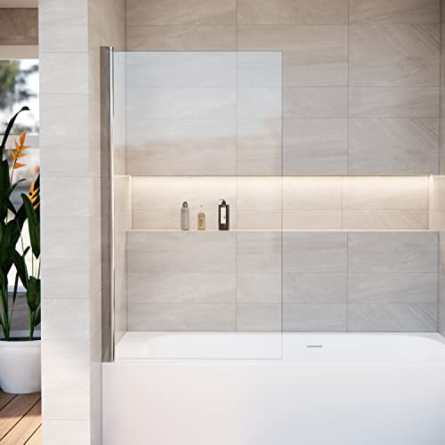 Shower Door Swing Bathtub Screen, 30W x 55H, Bathroom Door With Bottom Seal, Liftable and Foldable Glass Door, Rectangular Screen