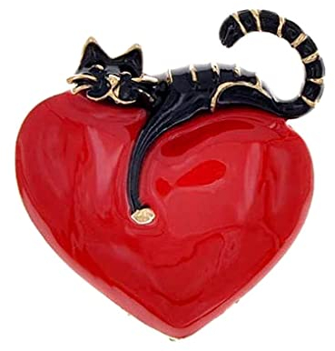 Publisit Femme Vintage Bijoux Coeur Chat Tendance Broche