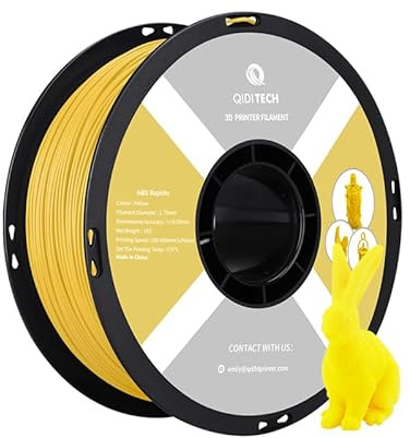 QIDI TECH ABS Rapido Filament 1.75mm, 3D Drucker Filament ABS 1kg Spule (2.2lbs), geeignet für Hochgeschwindigkeitsdruck,Fit die meisten FDM 3D Drucker, hochbeständig,Gelb