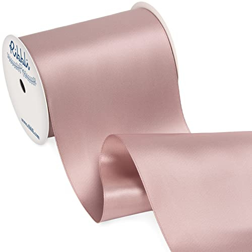 Ribbli Mauve Satin Ribbon 4 Inch Wide Dusty Rose Ribbon for Wedding Chair Sash Grand Opening Ceremony Big Bows Gift Wrapping Floral Crafts Cake Decor-Double Faced Satin Continuous 10 Yards