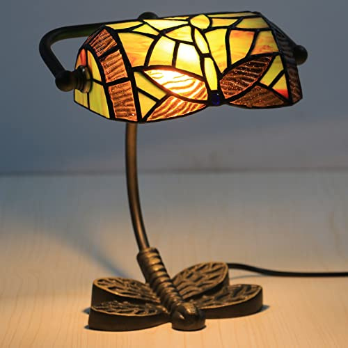 Uziqueif Tiffany Banker Lamp, Bankerlampe Schreibtischlampe Retro Vintage Tischleuchte, BüRotischlampe, Lampenschirm Aus Glas, Nachttischlampe Für Schlafzimme