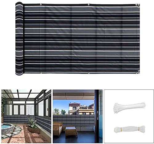 QINGLV Balkon Sichtschutz Ohne Bohren 70x300cm Sichtschutz Balkon Ohne Bohren Windschutz Wasserdicht Wetterfester Balkon Umrandungen Für Zaun Balkon Terrassen Garten Swimming Pool -Schwarz und weiß