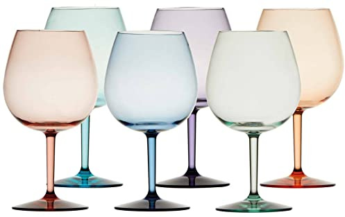 Marine Business Lot de 6 verres à vin colorés dans la masse - Incassables - Série Party Stars
