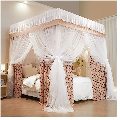 Betthimmel Luxus Vier Jahreszeiten Bett Baldachin, Doppellagiger Abnehmbarer Bettvorhang, Dekorativer Bettvorhang Für Erwachsene Schlafzimmer Mit Halterung, Für 1.2m/1.5m/1.8m/2m Bett (Color : F, SI
