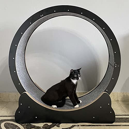 Laufrad für Katzen, schwarzes Katzenrad-Trainingsgerät für Hauskatzen, stabiles und verschleißfestes Katzenlaufband, multifunktionales Katzen-Hamster-Radspielzeug – reibungsloser Lauf (Größe
