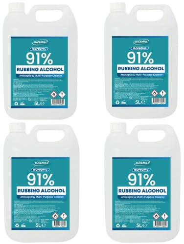 Lucemill 91% Rubbing alcohol | 20 litre | Super Strength IPA First Aid Antiseptic | 91% Isopropyl Alcohol | Clear Liquid