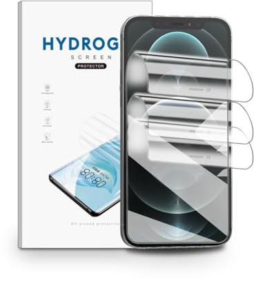 nvskvd Schutzfolie für iPhone 12 Pro, 3 Stück Hydrogel Folie Klar HD Weich TPU Displayschutzfolie Fingerabdruck-ID Unterstützen