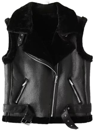 Ornrjfll Veste sans manches pour femme - Manteau d'hiver chaud et épais, Noir , XL