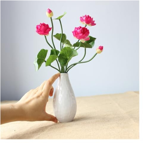 Künstlich Seerose Mini-künstliche Lotusknospe mit Blatt-Fake-Blumen-Hochzeits-Heimdekoration (Color : Rose red)