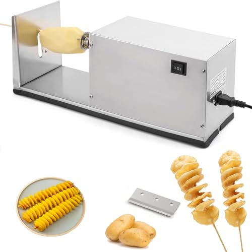 XoTiq Affettatrice a Spirale elettrica per Patate,Affettatrice per Patate,Affettatrice elettrica a Spirale Tornado per Patate,Macchina elettrica a Torre per Patate in Acciaio Inossidabile per