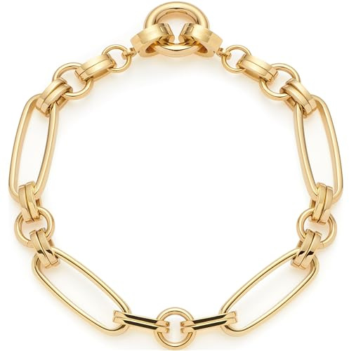 JEWELS BY LEONARDO Armband Clip & Mix Mathilde • Arm-Kette aus goldfarbenem Edelstahl • Verbindungs-Ring zum Anhängen von Charms • massive Kettenglieder • 18,5 cm Länge • Geschenk für Frauen • 024267