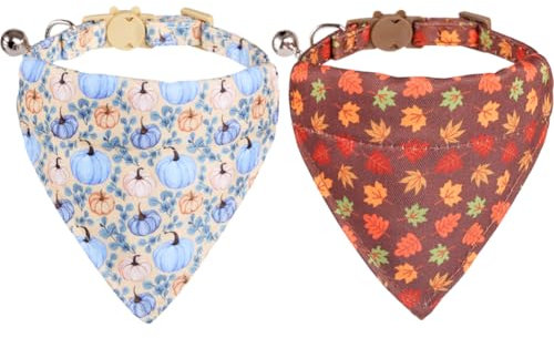 Katzenhalsband für den Herbst, mit Fliege und Glöckchen, Herbsturlaub für Kätzchen, verstellbare Sicherheit