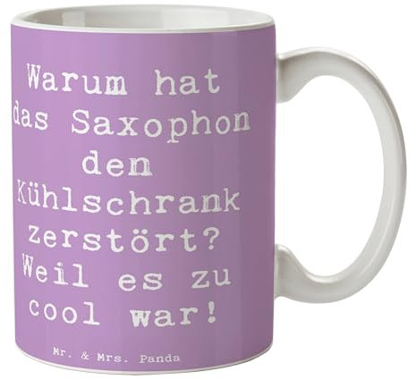 Mr. & Mrs. Panda Tasse Spruch Saxophon Kühlschrank - Geschenk, Musiker, Designer Tasse, Tasse Sprüche, Humor, Musikfans, Kaffeetasse, Trompeten,
