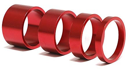 LUOKEKE SteuersäTze 4 Teile/Satz Aluminium Fahrrad Headset Washer Mountainbike Gabel Washer Bike Stem Lenker Spacer Ringe Dichtung Ahead Kappe(Red)