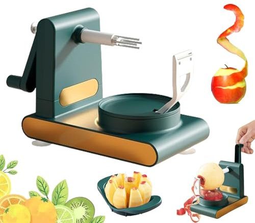 LIULIQ Multi Fruit Peeler, Upgrade Hand Fruit Peeler Machine with 1 Fruit Divider and 1 Replacement Blades, Hand Crank Design, Quick Peeling and Easy Cleaning for Potatoes Carrots and Pear