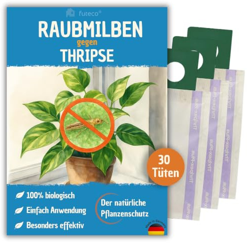 Futeco® – Raubmilben gegen Thripse bei Gemüse-, Zier- & Nutzpflanzen - 30 Tüten für 30-50 Pflanzen - zur biologischen Bekämpfung von Thripsen - 100% Chemiefrei & Natürlich - Amblyseius Cucumeris