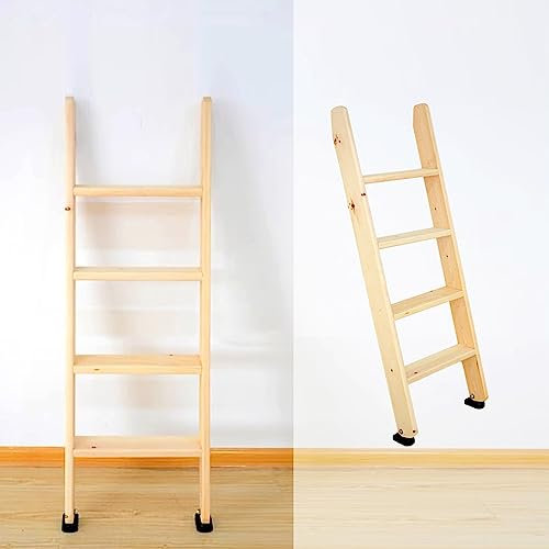 GODFSAHG Solid Wood Loft Ladder with Hooks ＆ Non Slip Feet, Heavy Duty Twin Bunk Bed Ladders, Multi-function Climb Ladder for Motorhome Travel Trailers