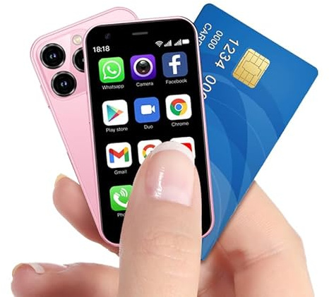 McMgc Unlocked 4G Mini Mobile Phone 3.0'' HD Small Screen,Android 10.0,Dual SIM Dual Camera,Face Unlock Student Pocket Cellphone (Pink)