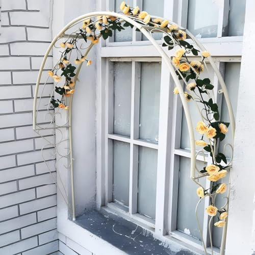 Metall-Gartenlaube, Rankhilfe für Efeu, Rosen, Reben, Gurken, Clematis, Wandmontage, Gartenbogen, Dekoration für Tür, Fenster (99,8 cm)