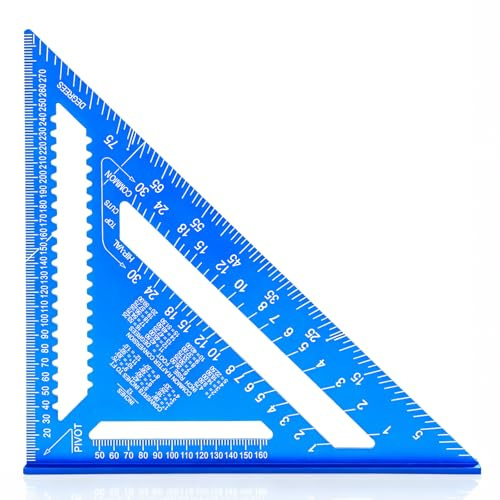 Squadra da falegname in alluminio, multifunzione, 30 cm, strumento per la lavorazione del legno, con goniometro e cercatore angolare per costruzione, progetti fai da te e lavori di incorniciatura