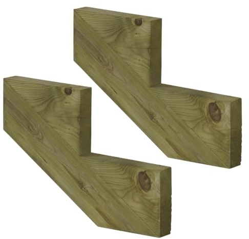2er Set Treppenwange 2 Stufen aus KDI Holz für Gartentreppen-Höhe 34cm