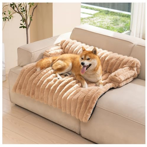 Avont Hundebett, Flauschige Hundematte Decke für Sofa für Hunde Katzen mit abnehmbaren waschbaren Bezug und Anti-Rutsch-Boden- Medium/Brau
