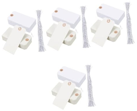 Tofficu 4 Sätze Kleidungsetikett Gepäckanhänger Aus Papier Kordeletiketten-tags Etiketten Für Aufbewahrungsboxen Blanko-labeling-tags Hängende Tags Tag-aufkleber Leere Tags 100 Stück * 4