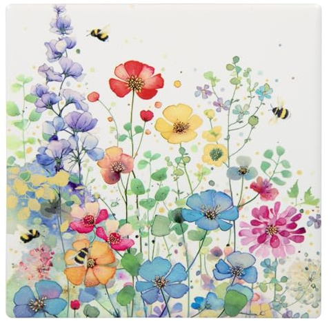 Lesser & Pavey Portfolio Floral Meadow Coaster Bug Art For Home & Office | Stylish Coasters For Kitchen & Dining | Durable Drinks Coasters For Tabletops | Decorative Home Accessories for Drink & Table