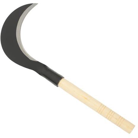 HEMOTON Guadaña De Mano Para Jardinería Mango Largo, Cuchillo De Acero Al Manganeso Para Césped y Hierba, Herramienta Manual De Desherbar Resistente y Afilada Para Trabajo Jardín
